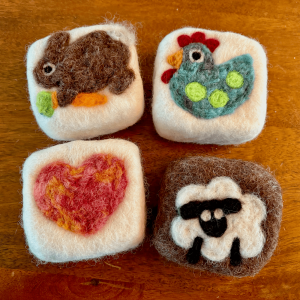 Felted farmhouse soap handmade at Wiggly Goat Farm