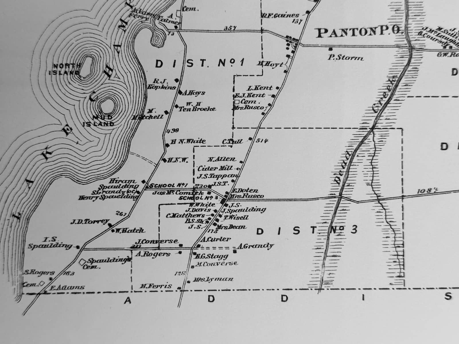 Map of Panton Vermont in 1871