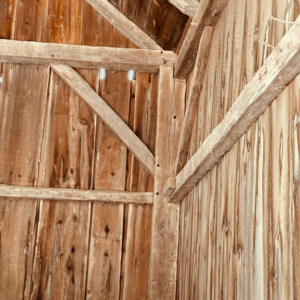 Corner post of a gunstock frame barn