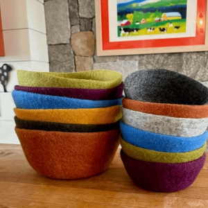 Felted wool bowls two sizes with multiple colors